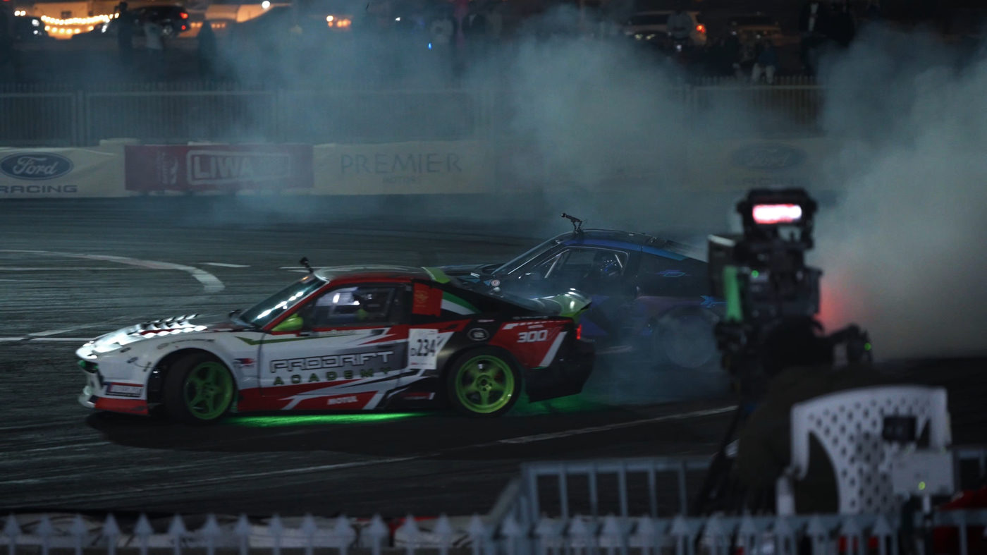 low-light trackside footage